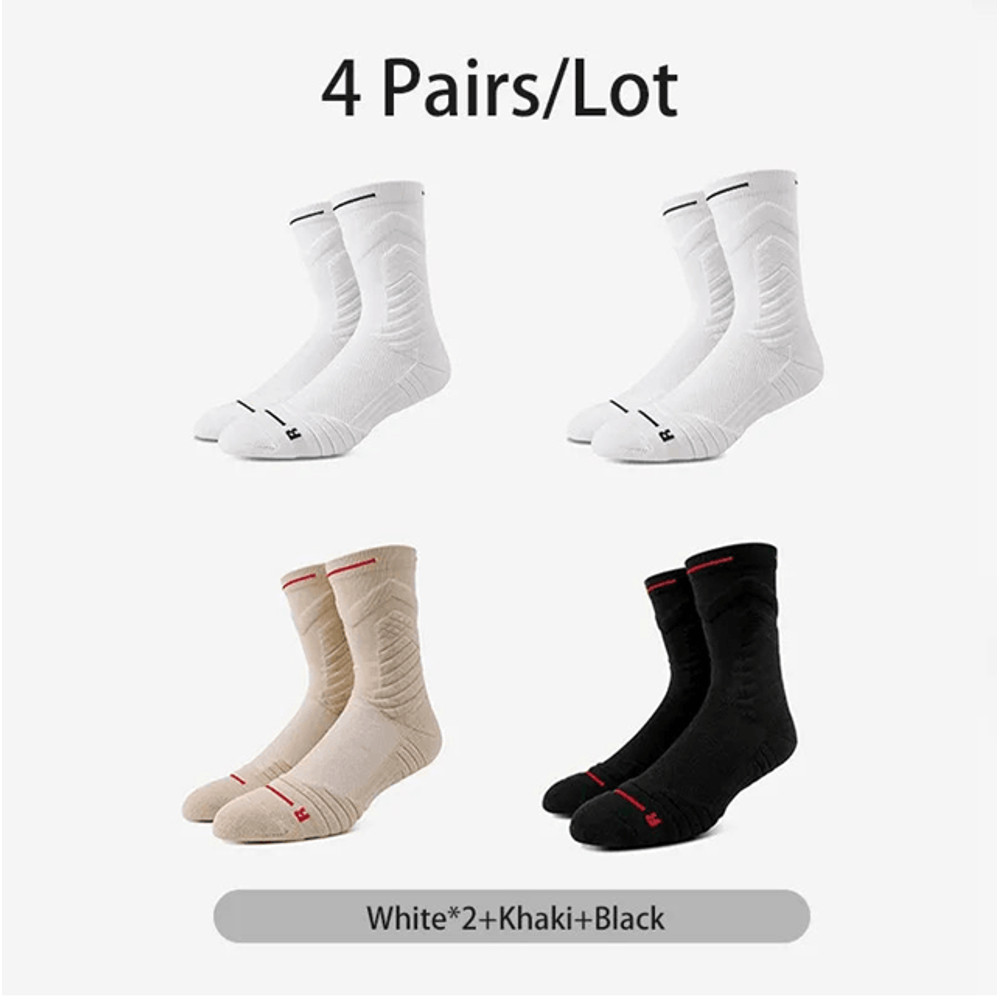 4Pair Breathable Mens Basketball Socks Cushioned MidCalf Sports Socks For Performance And Comfort 2
