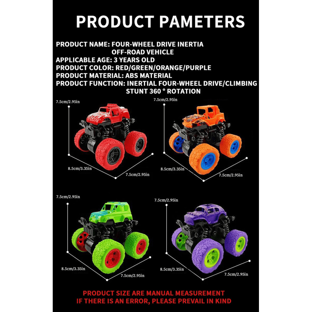 Inertial 4Wheel Drive OffRoad Stunt Car Durable 360 Climbing Toy Vehicle For Kids 4
