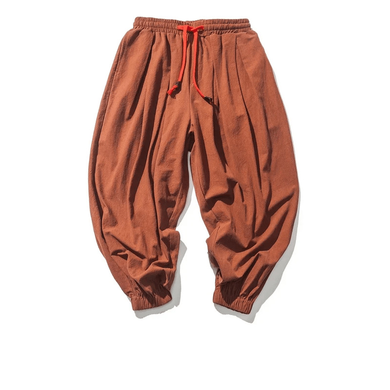 Mens UrbanEase Linen Harem Joggers Breathable Relaxed Fit Streetwear Pants 1