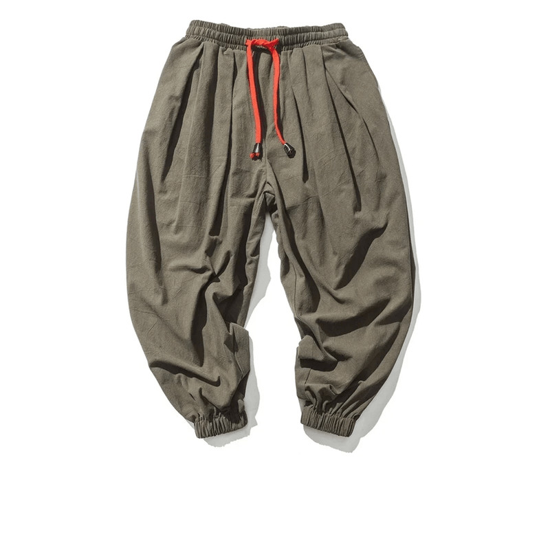 Mens UrbanEase Linen Harem Joggers Breathable Relaxed Fit Streetwear Pants 2