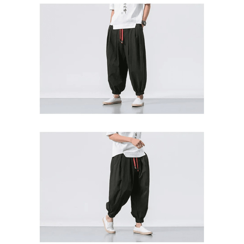 Mens UrbanEase Linen Harem Joggers Breathable Relaxed Fit Streetwear Pants 6