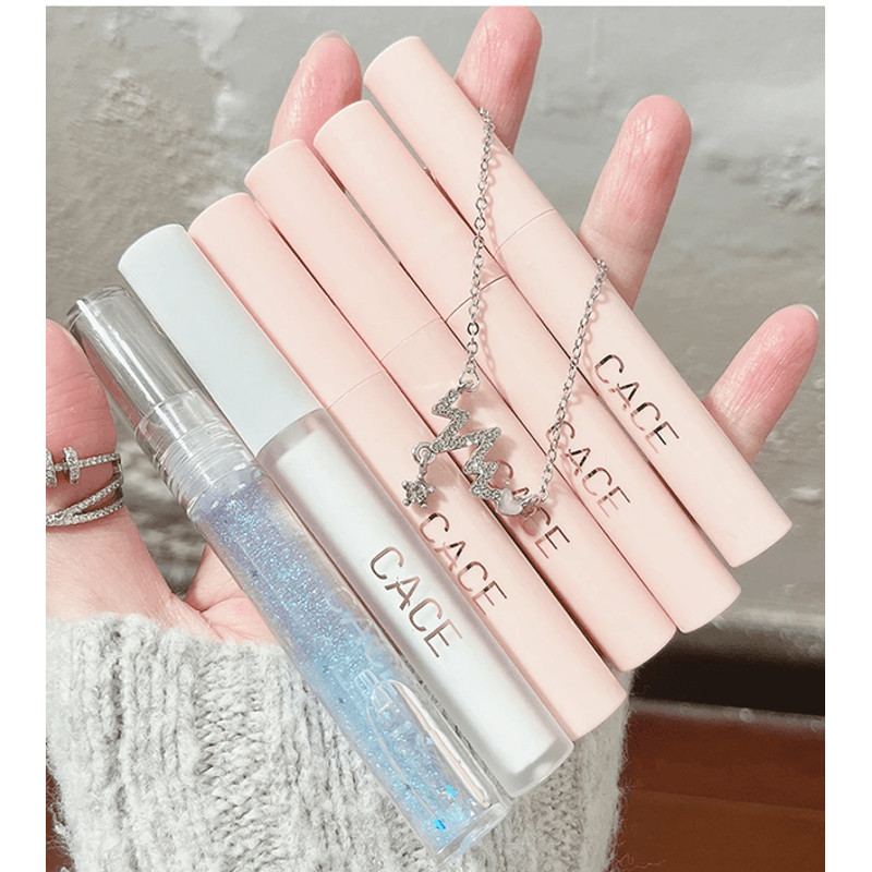 CACE 4in1 Matte Liquid Lipstick Gift Set LongLasting Lip Color With Lip Gloss Plumper Necklace 4