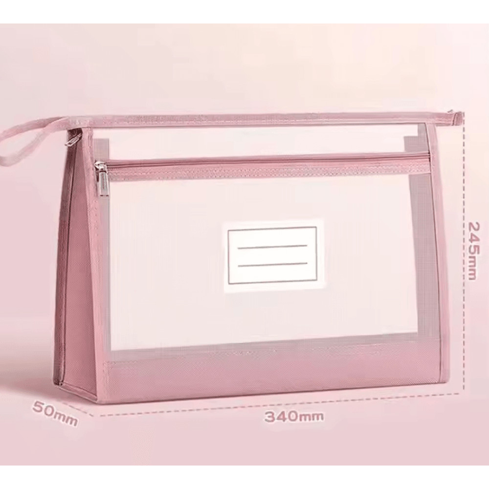 Large A4 Mesh Document Organizer DoubleZip Clear Storage Bag For Travel Office School 6