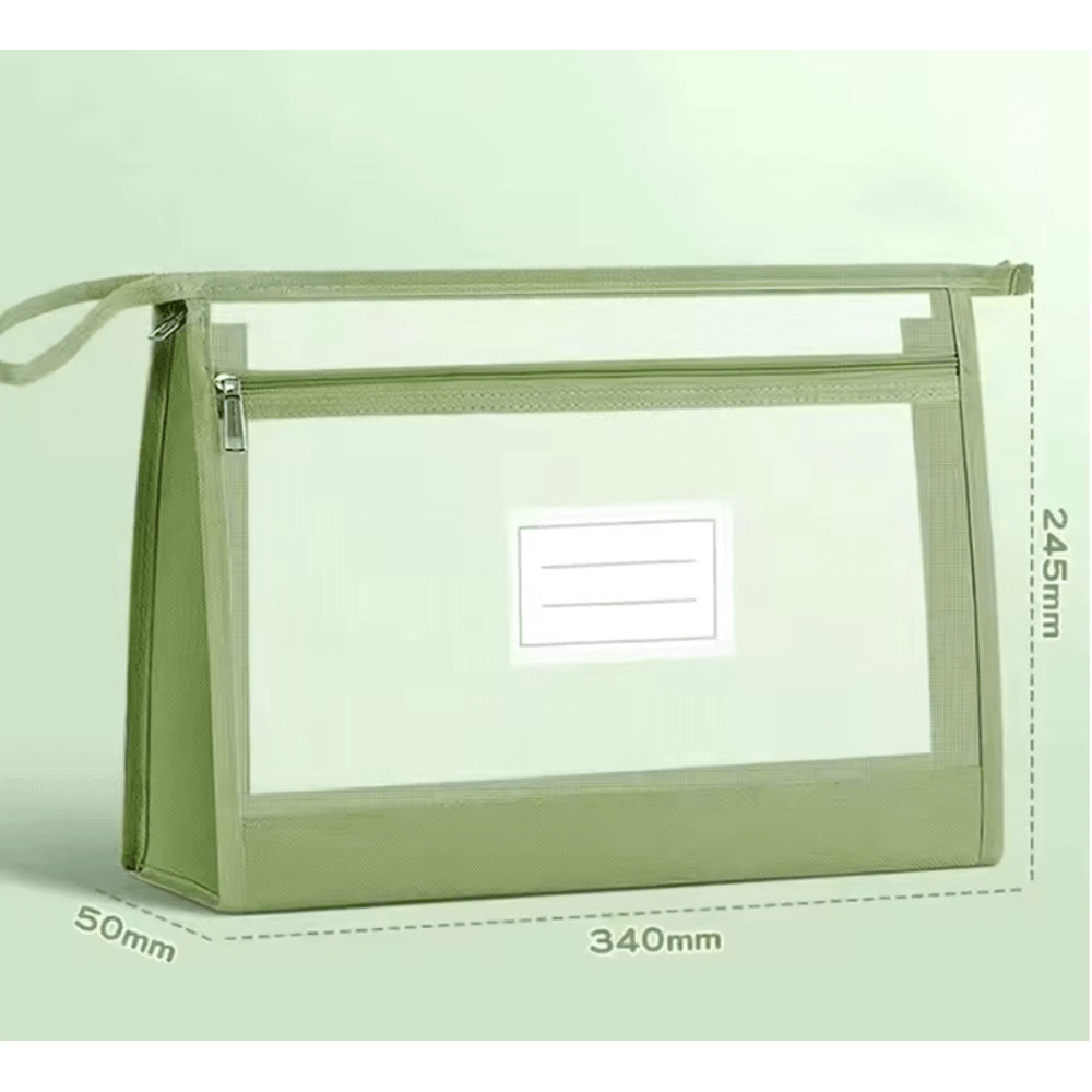 Large A4 Mesh Document Organizer DoubleZip Clear Storage Bag For Travel Office School 5