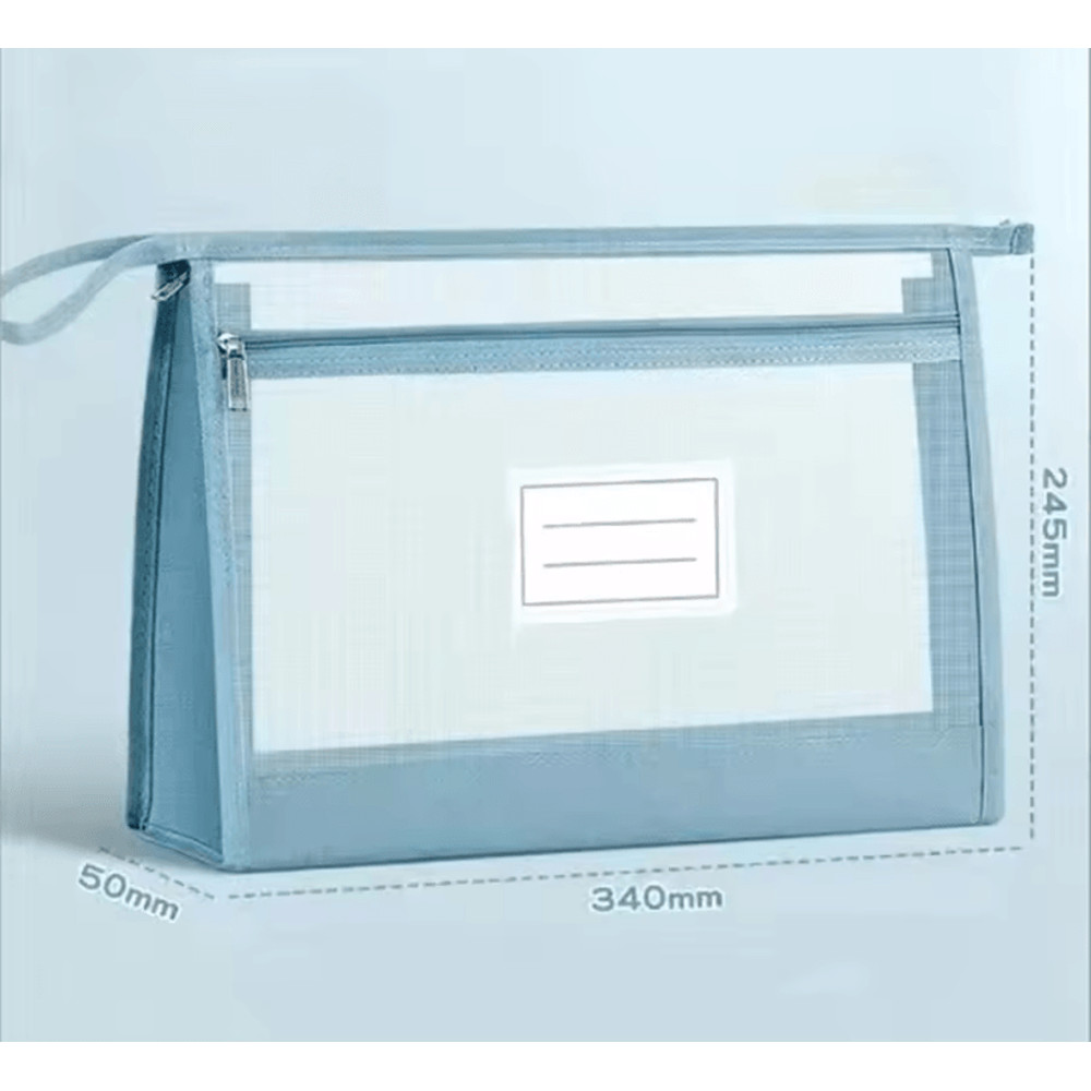 Large A4 Mesh Document Organizer DoubleZip Clear Storage Bag For Travel Office School 3