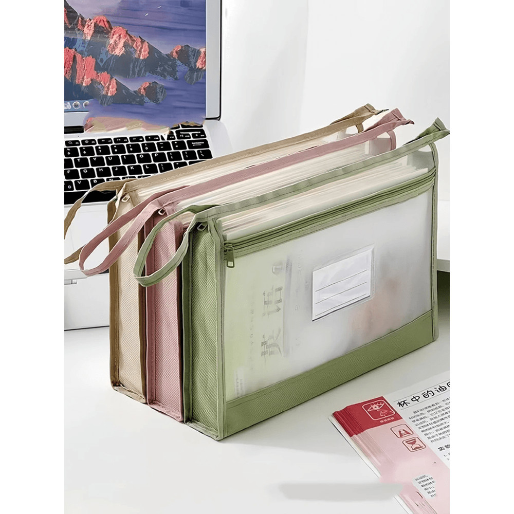 Large A4 Mesh Document Organizer DoubleZip Clear Storage Bag For Travel Office School 1