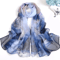 Floral Summer Beach Scarf For Women Lightweight Silk Shawl Wrap For Sun Protection Style 1