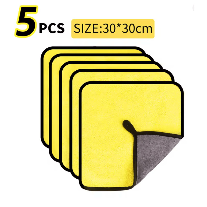 3 5 10Pcs Car Wash Microfiber Towel 30x30 60CM Car Cleaning Drying Cloth Hemming Car Care Cloth Det