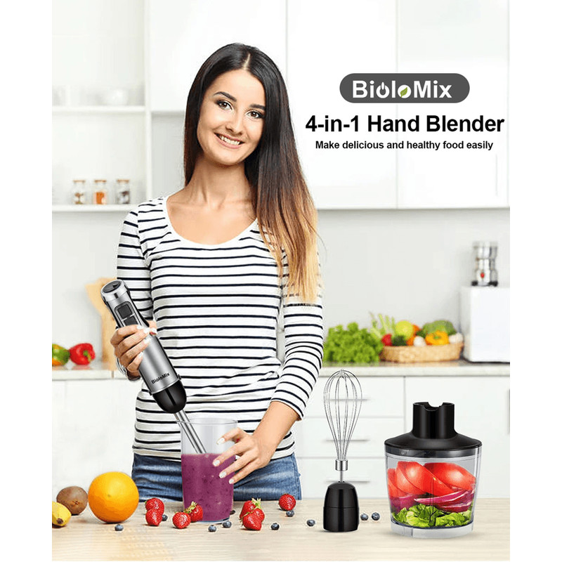 BioloMix 4 In 1 Hand Blender With Chopper And Smoothie Cup 0