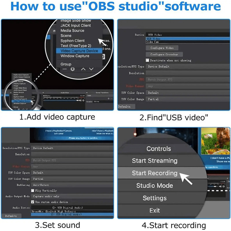 HDMI Video Capture Card 1080P USB For Streaming Recording And Game Capture 4