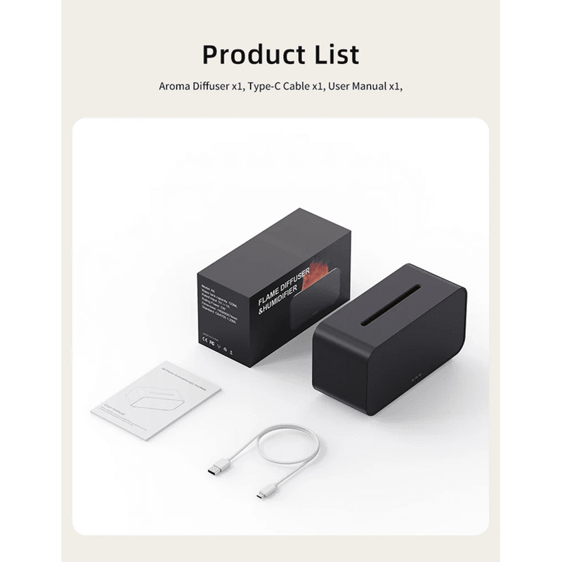 Flame Effect Aromatherapy Diffuser LED Mini Humidifier With Timer For Home And Office 7