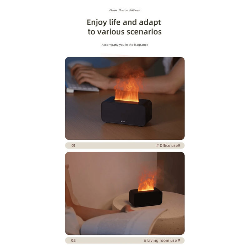 Flame Effect Aromatherapy Diffuser LED Mini Humidifier With Timer For Home And Office 4