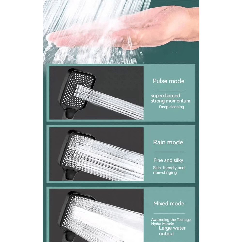 High Pressure Adjustable Shower Head 3 Mode Water Saving Rainfall Shower For Bathroom 2