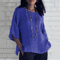Cotton Linen Summer Blouse For Women Loose Fit Three Quarter Sleeve Casual Top 2