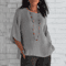 Cotton Linen Summer Blouse For Women Loose Fit Three Quarter Sleeve Casual Top 0