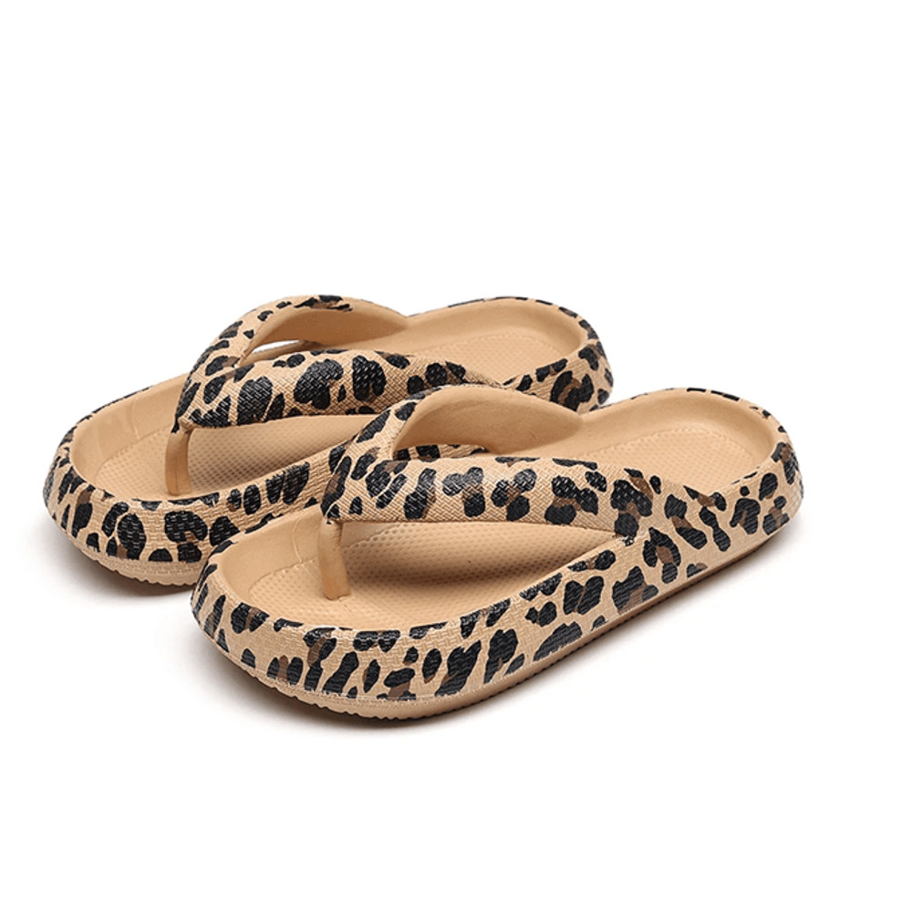 Leopard Cloud Comfort Flip Flops For Women Thick Sole Travel Beach Sandals 0