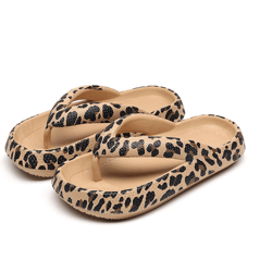 leopard cloud comfort flip flops for women thick sole travel beach sandals