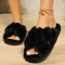 Cross Strap Furry Slippers For Women Cozy Outdoor Fluffy Slides 3