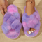 Cross Strap Furry Slippers For Women Cozy Outdoor Fluffy Slides 5