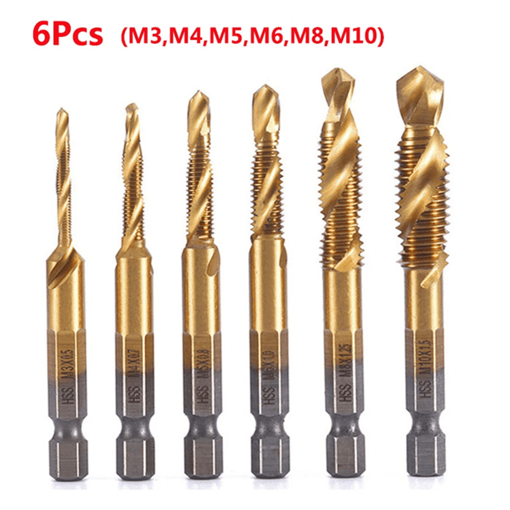 Titanium Metric Tap Drill Bit Set For Hex Shank Power Tools 0