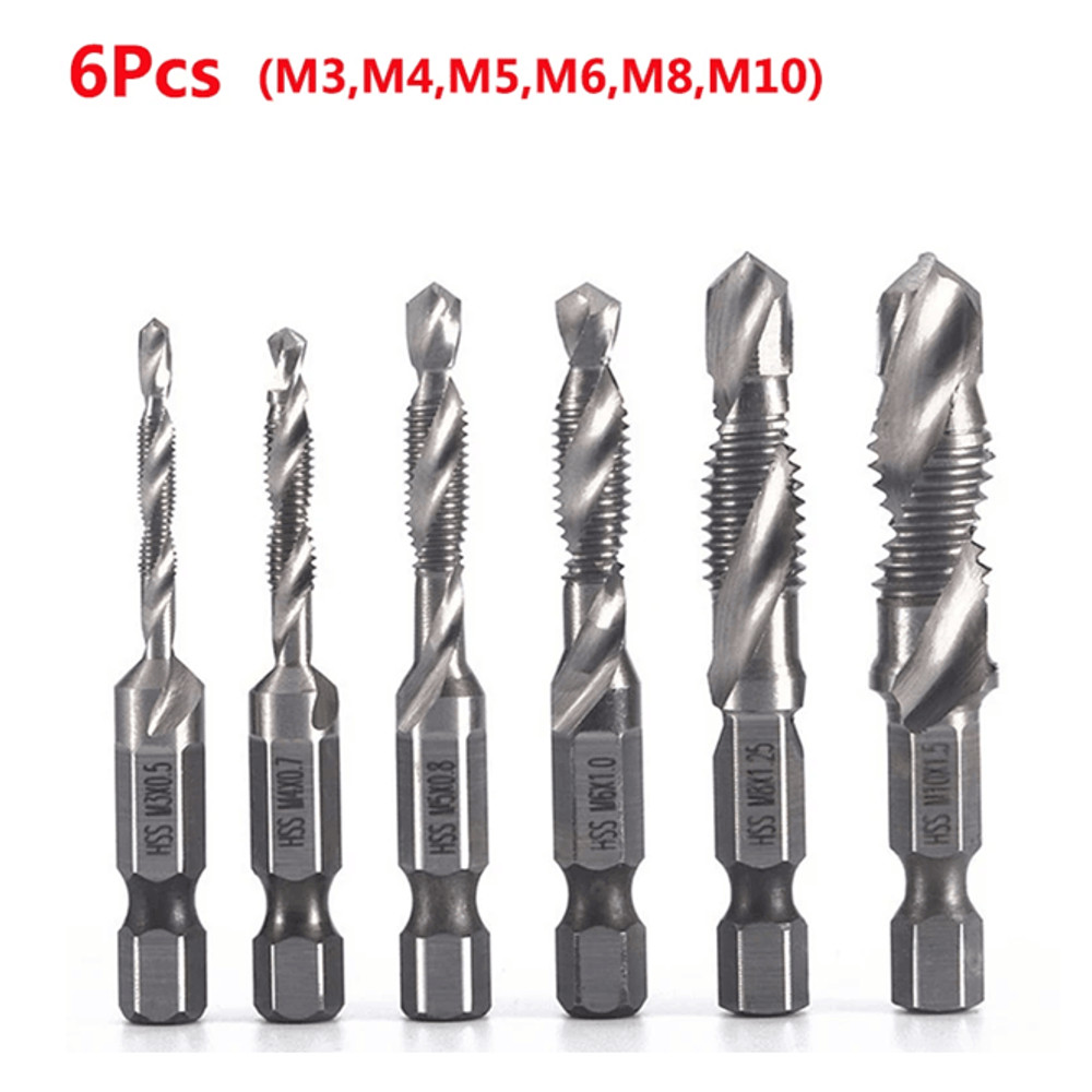 Titanium Metric Tap Drill Bit Set For Hex Shank Power Tools 19