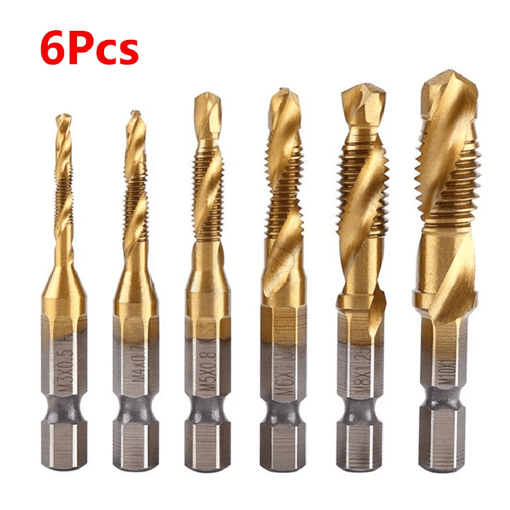 Titanium Metric Tap Drill Bit Set For Hex Shank Power Tools 22