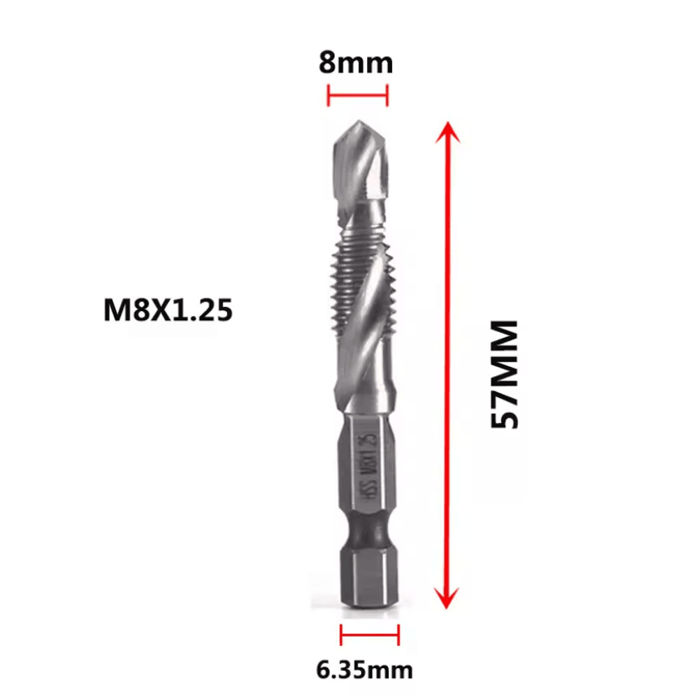 Titanium Metric Tap Drill Bit Set For Hex Shank Power Tools 12