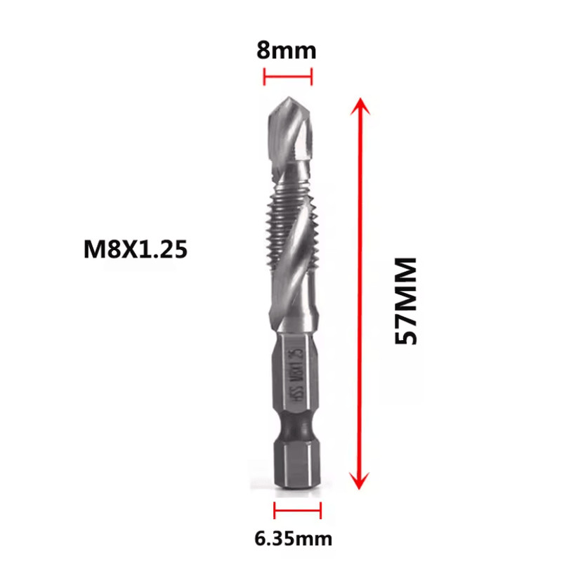 Titanium Metric Tap Drill Bit Set For Hex Shank Power Tools 12