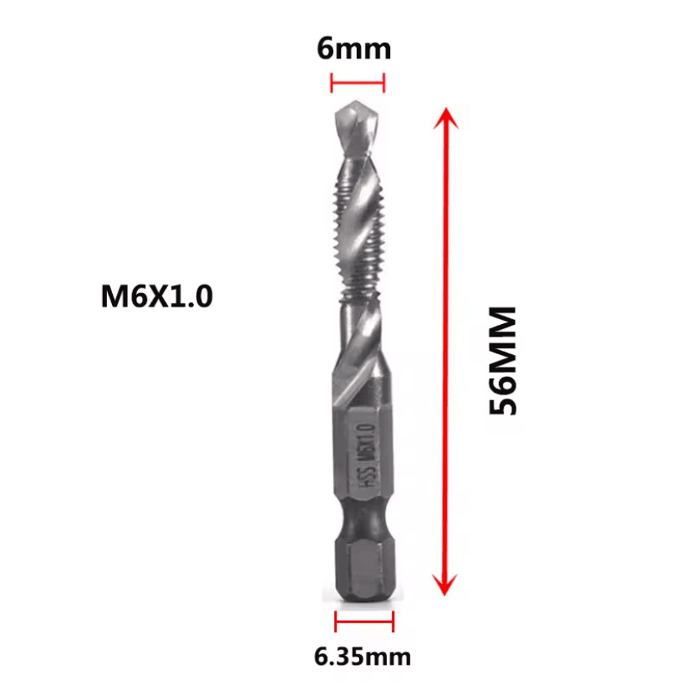 Titanium Metric Tap Drill Bit Set For Hex Shank Power Tools 11