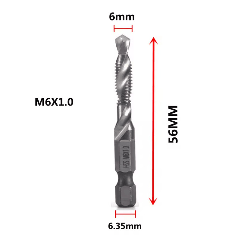 Titanium Metric Tap Drill Bit Set For Hex Shank Power Tools 11