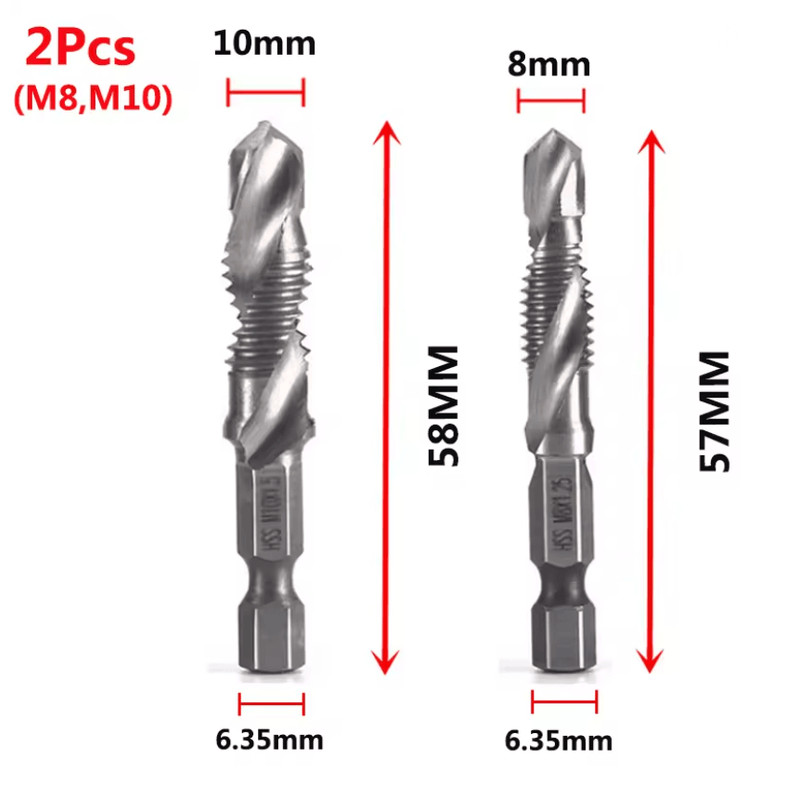 Titanium Metric Tap Drill Bit Set For Hex Shank Power Tools 14