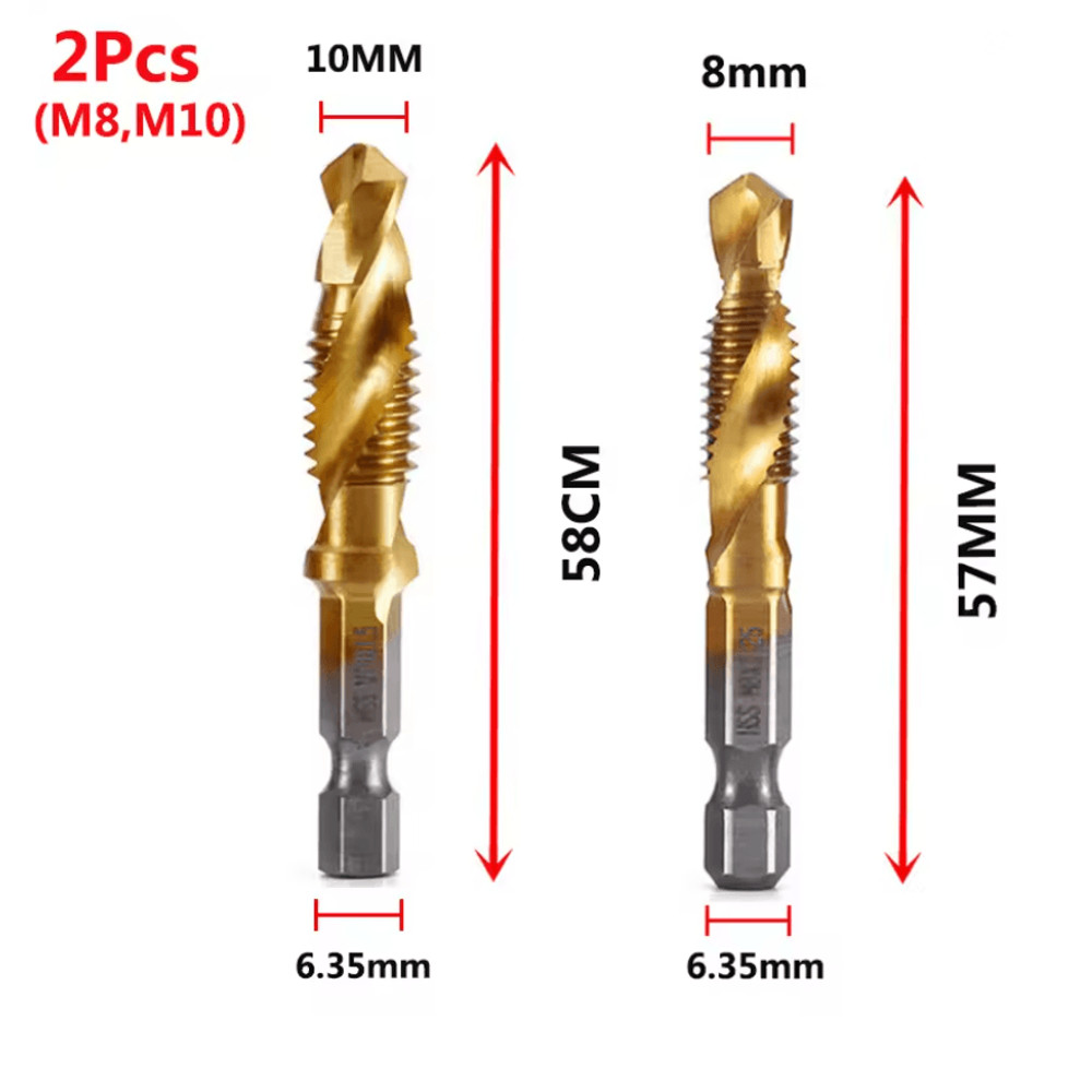 Titanium Metric Tap Drill Bit Set For Hex Shank Power Tools 13