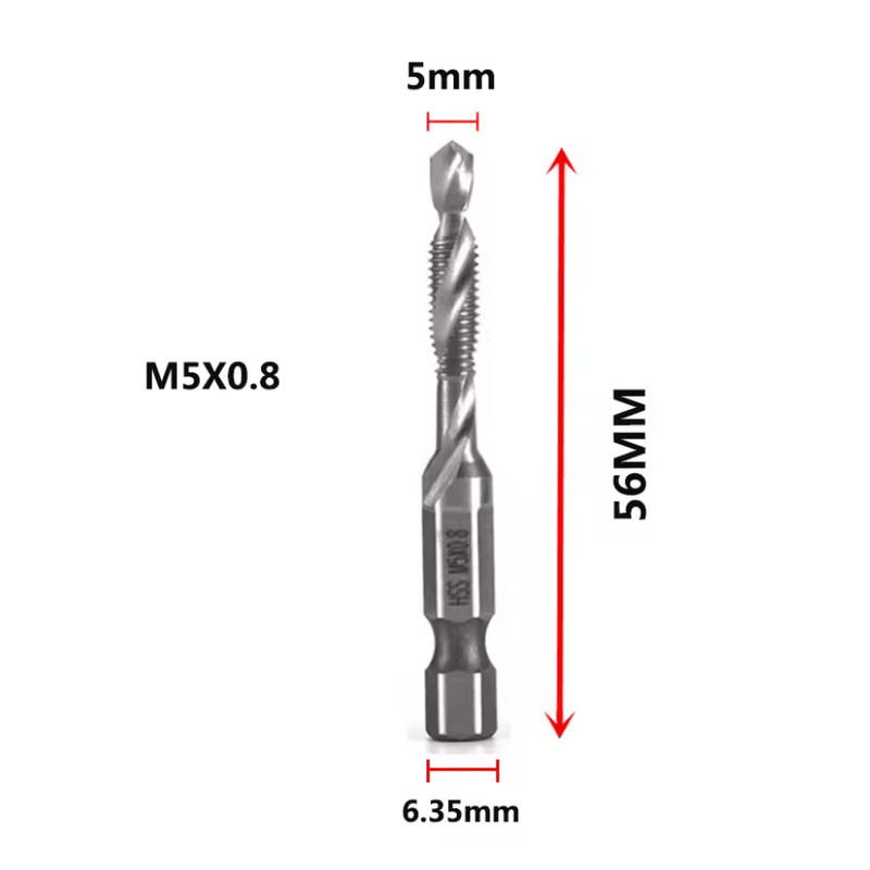 Titanium Metric Tap Drill Bit Set For Hex Shank Power Tools 10