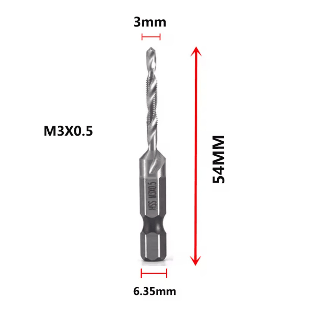 Titanium Metric Tap Drill Bit Set For Hex Shank Power Tools 7