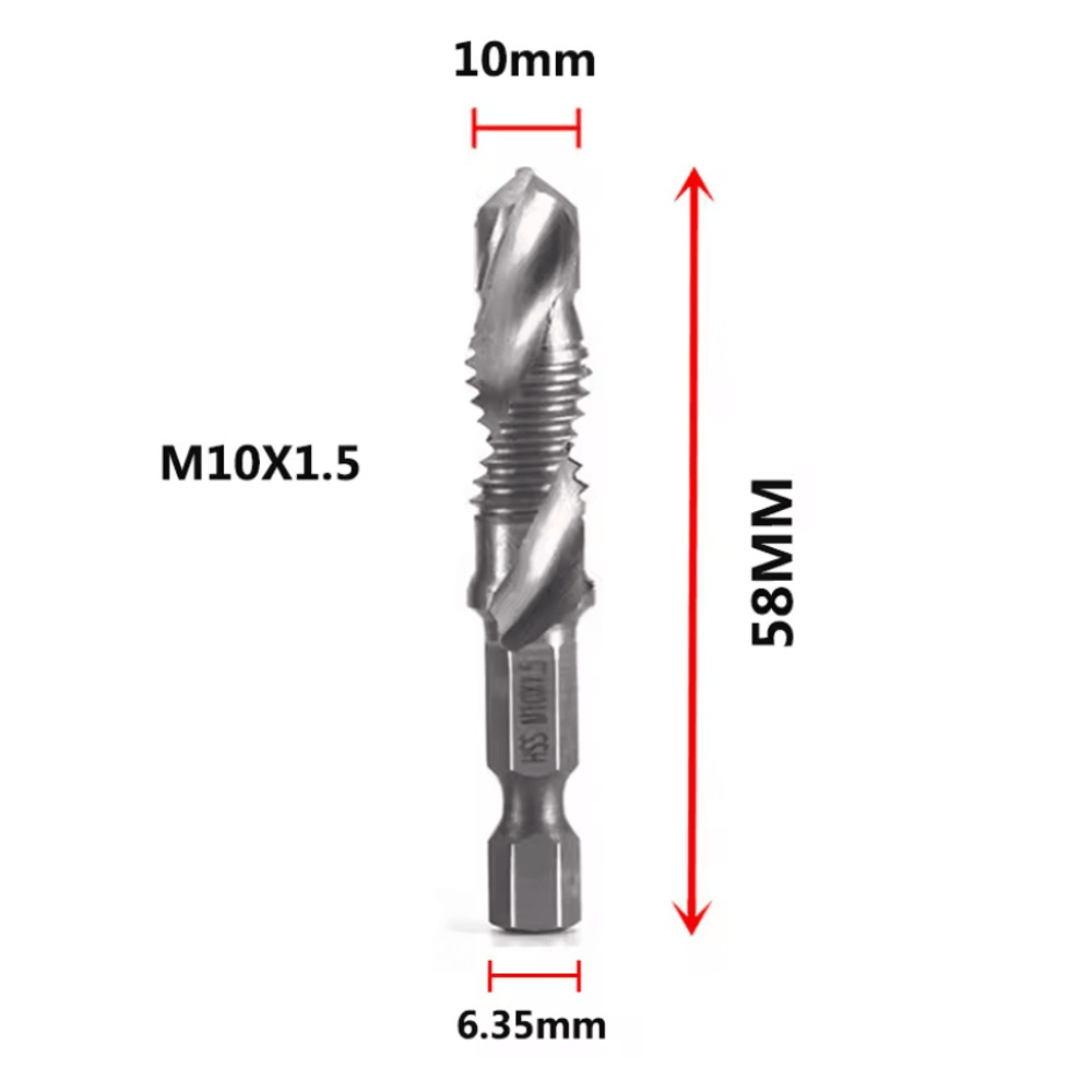 Titanium Metric Tap Drill Bit Set For Hex Shank Power Tools 8