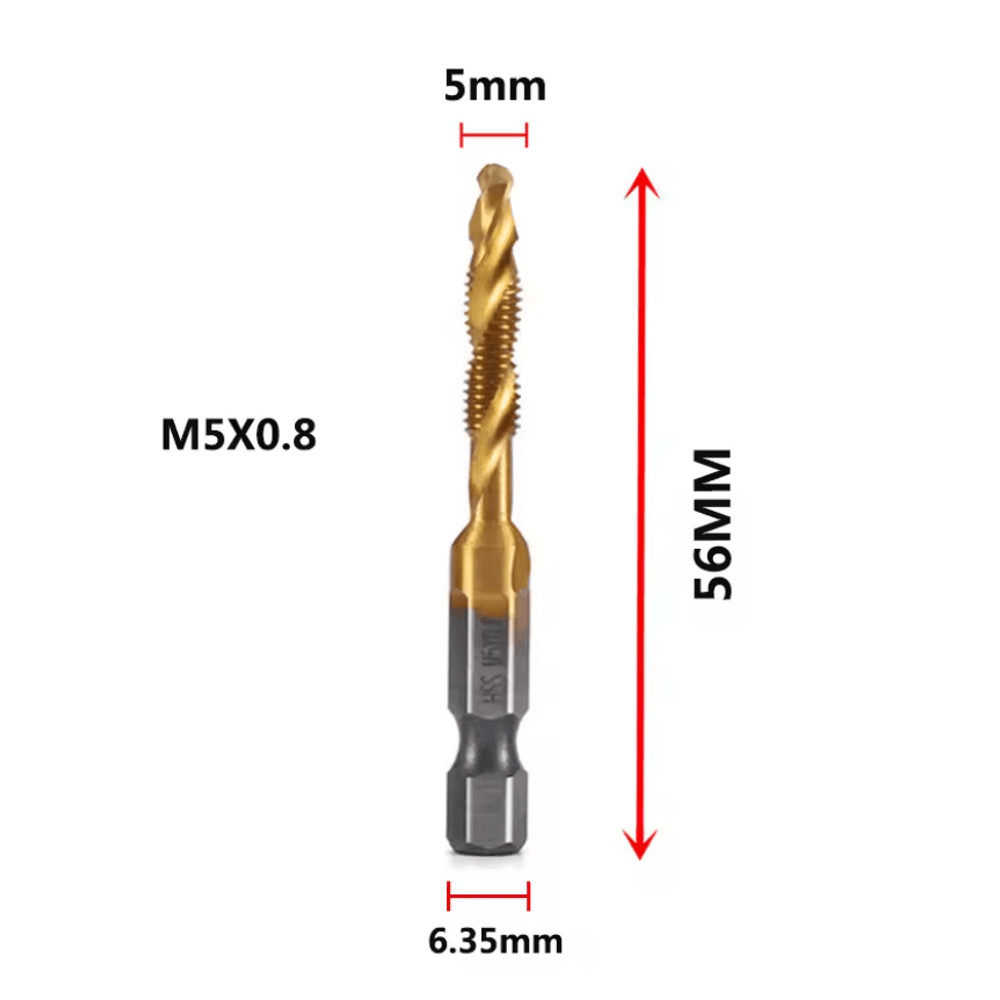 Titanium Metric Tap Drill Bit Set For Hex Shank Power Tools 5