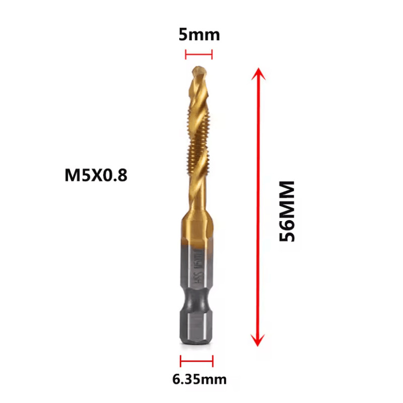 Titanium Metric Tap Drill Bit Set For Hex Shank Power Tools 5
