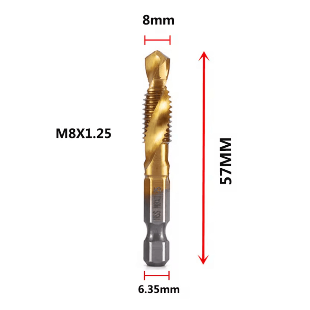 Titanium Metric Tap Drill Bit Set For Hex Shank Power Tools 4