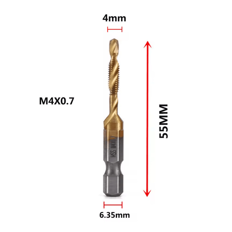 Titanium Metric Tap Drill Bit Set For Hex Shank Power Tools 3