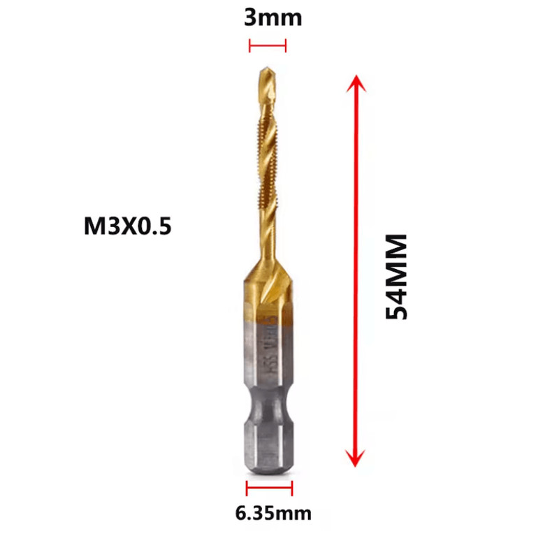 Titanium Metric Tap Drill Bit Set For Hex Shank Power Tools 1