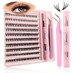 diy lash extension kit – 200 piece cluster lashes with bond and seal for at home use