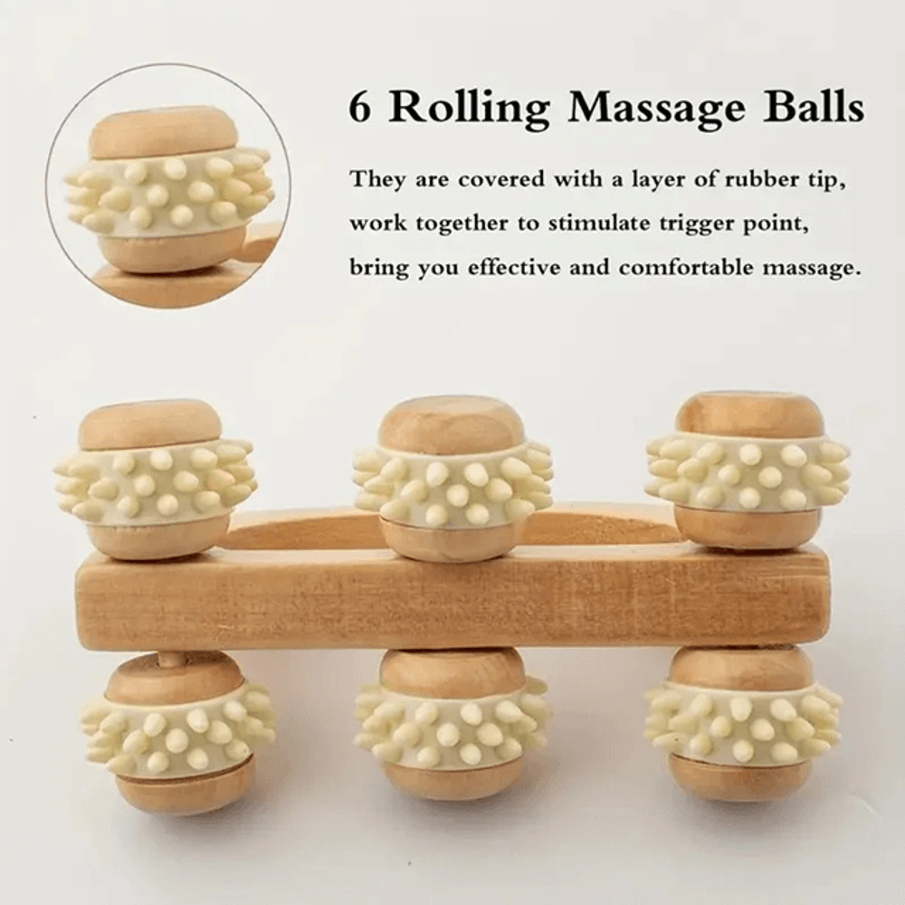 Wooden Massage Roller Manual Deep Tissue Massager For Back Neck And Legs 1