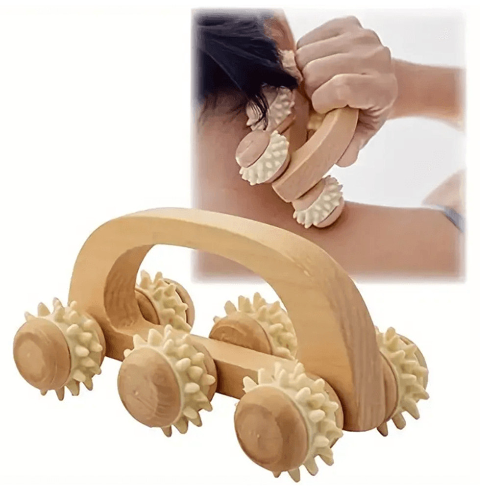Wooden Massage Roller Manual Deep Tissue Massager For Back Neck And Legs 3