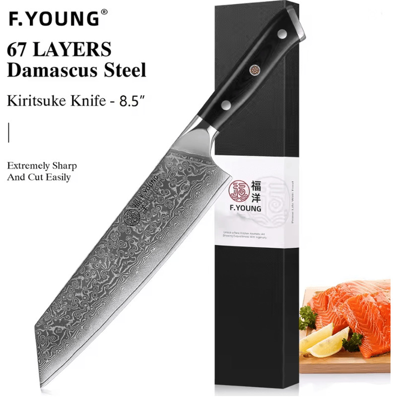 FYOUNG Damascus Steel Japanese Chef Knife PrecisionCrafted For ProLevel Slicing 4