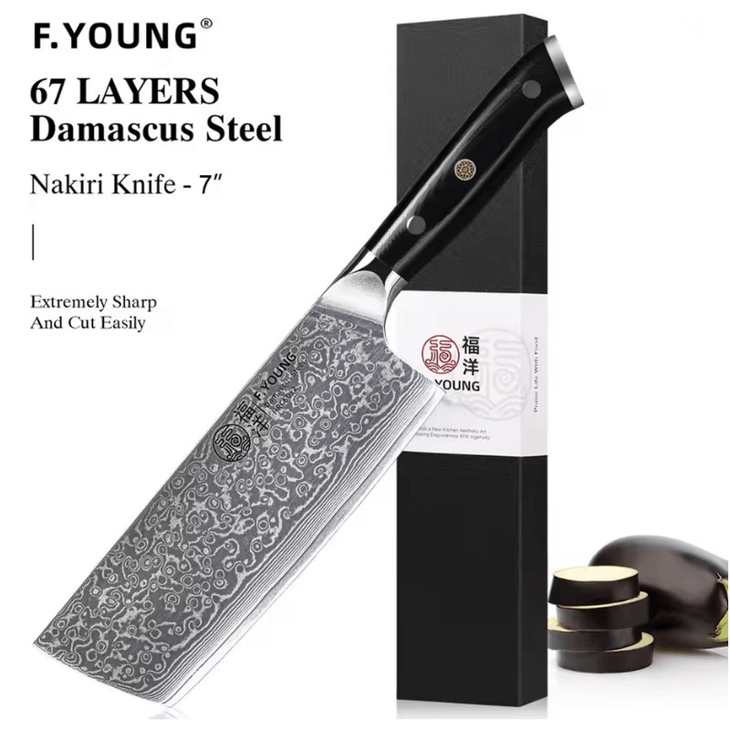 FYOUNG Damascus Steel Japanese Chef Knife PrecisionCrafted For ProLevel Slicing 7