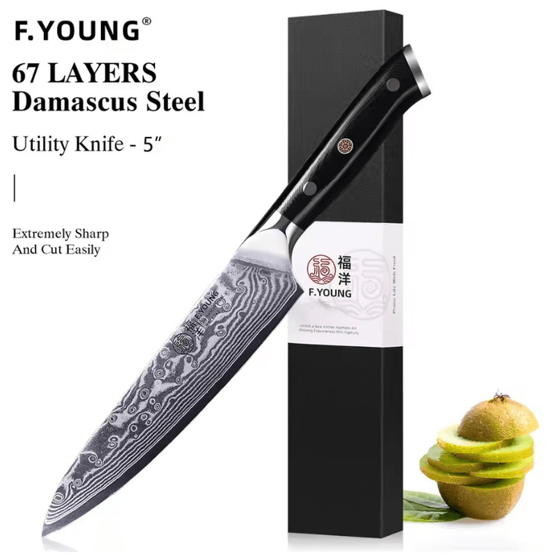 FYOUNG Damascus Steel Japanese Chef Knife PrecisionCrafted For ProLevel Slicing 10