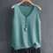 Knitted Sleeveless VNeck Blouse Lightweight Summer Top For Women 0