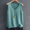 Knitted Sleeveless VNeck Blouse Lightweight Summer Top For Women 0