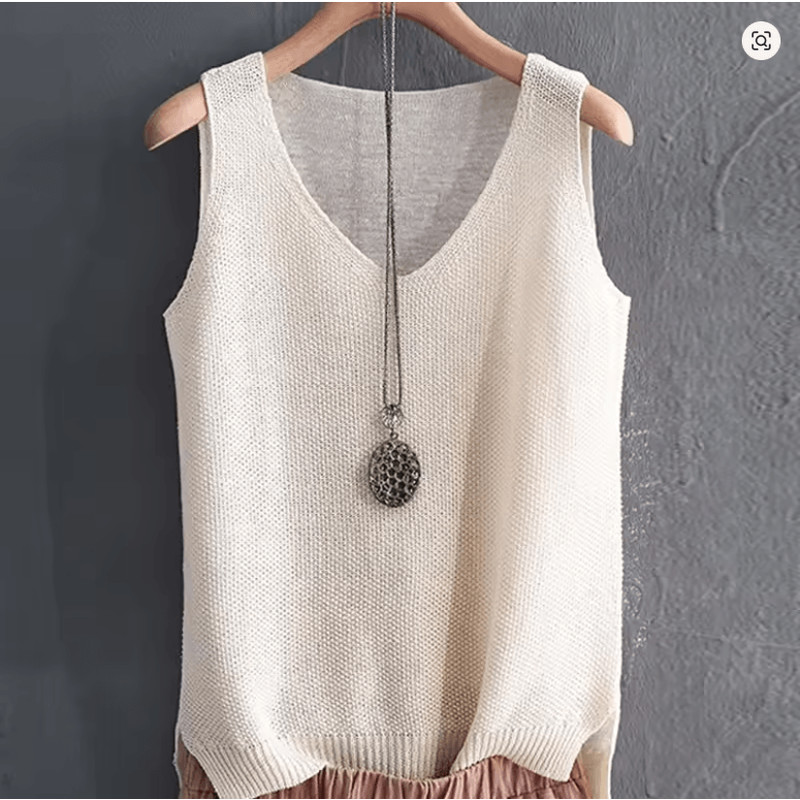 Knitted Sleeveless VNeck Blouse Lightweight Summer Top For Women 6