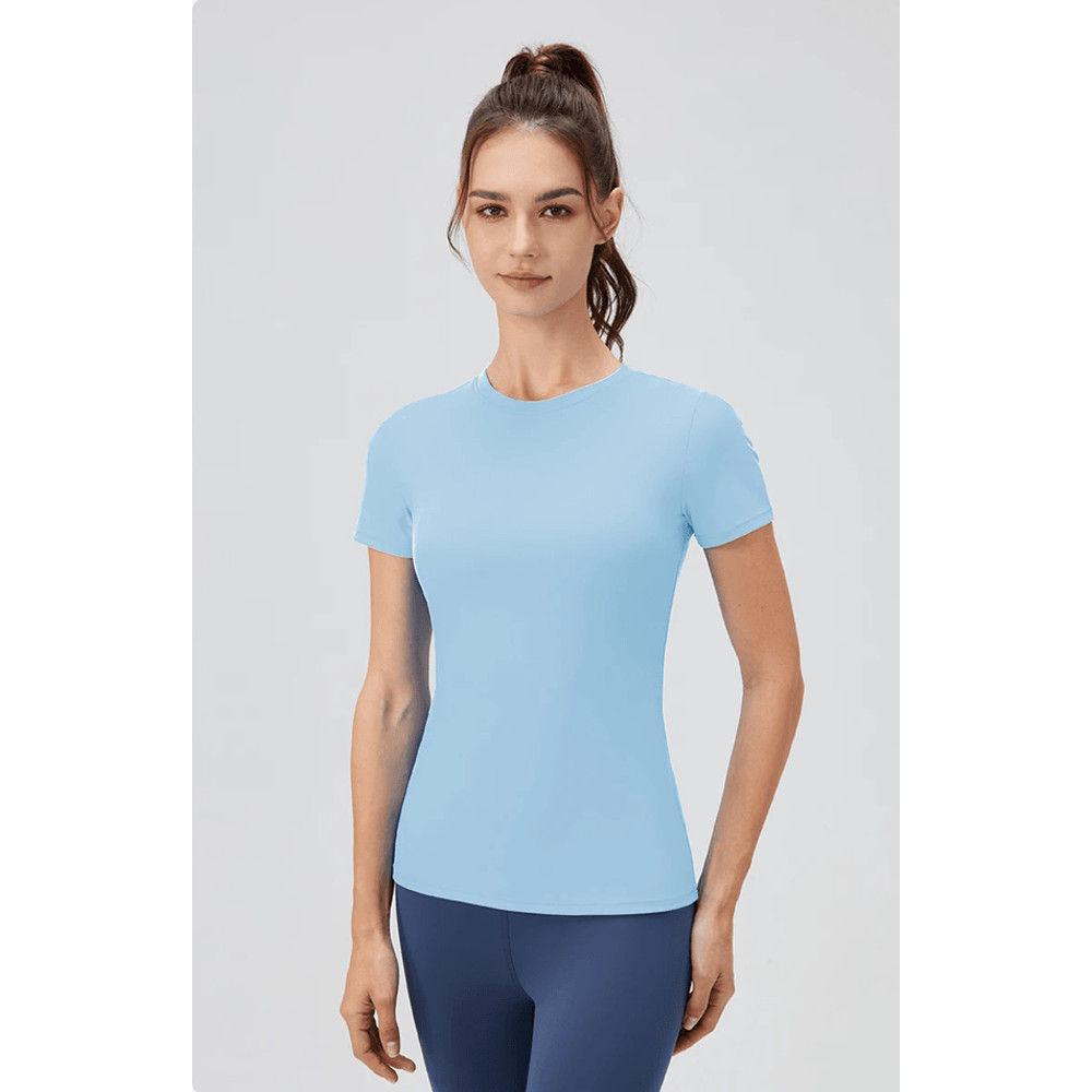 Quick Dry Yoga Workout Shirt Fitted Sports Tee For Womens Running And Gym Training 7